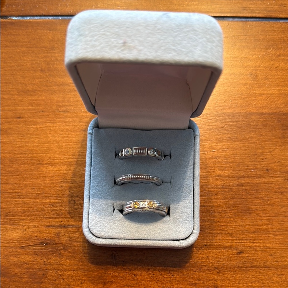 Judith Ripka Silver Ring Set with Intricate Detailing